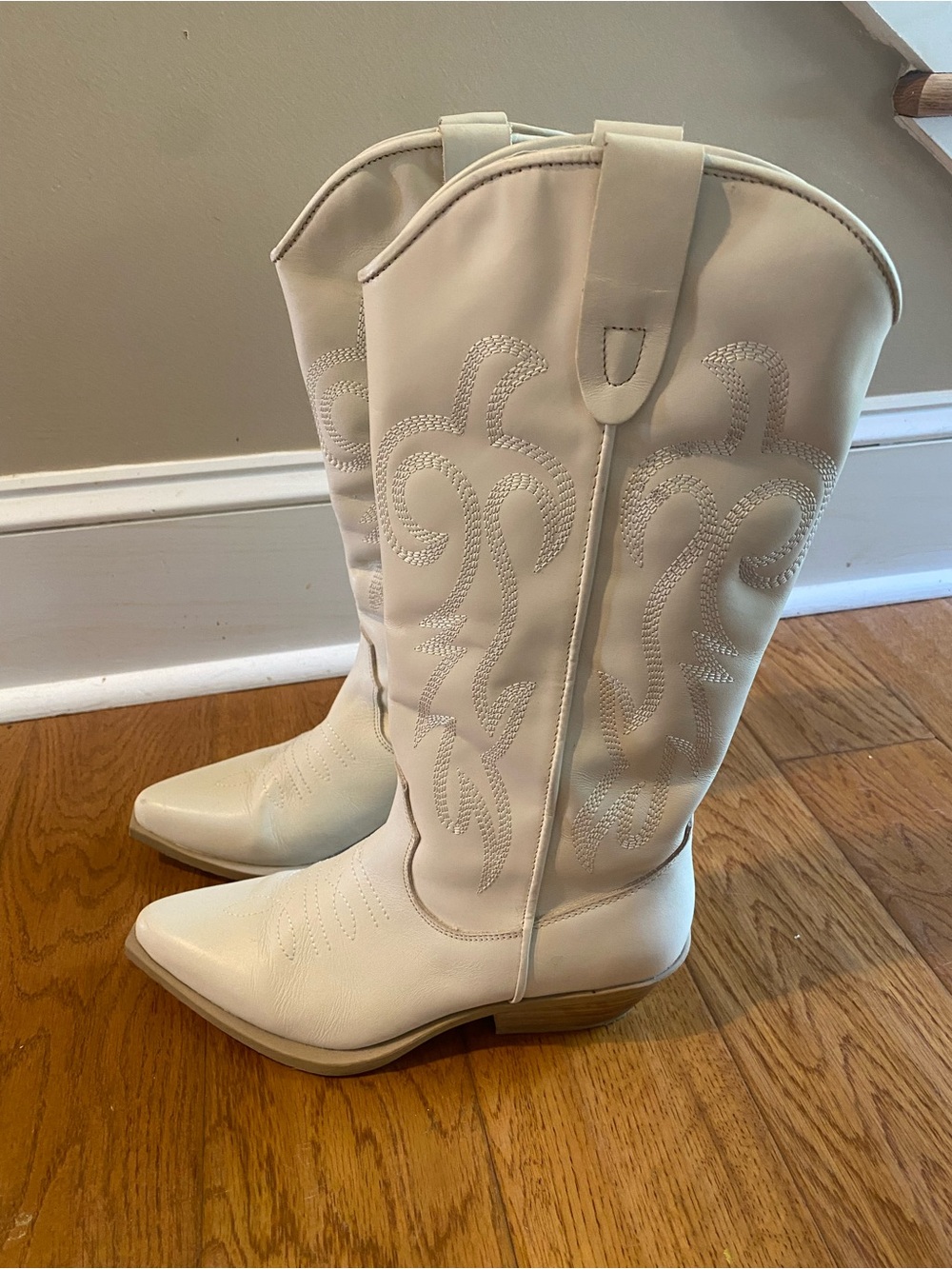 Steve Madden Cream Over-the-Knee Western Boots